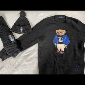 Ralph Lauren Polo sweater, beanie and scarf